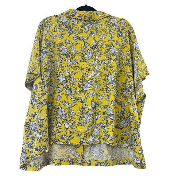Universal Thread Womens Yellow Floral Short Sleeve Button Up Plus Size 4X - Picture 3 of 5